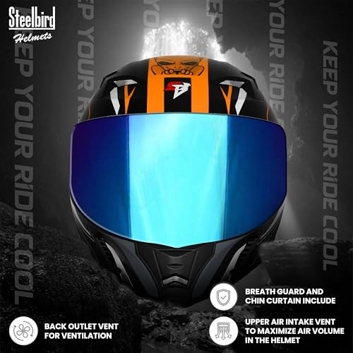 Image of Steelbird SBA-20 Strange ISI Certified Flip-Up Graphic Helmet for Men with Inner Silver Sunshield