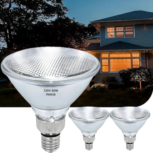 Lachesan PAR38 Halogen Flood Light Bulbs 2 Pcs, 80W Equivalent, 120V, E26 Base, 2700K Warm White Light for Indoor and Outdoor