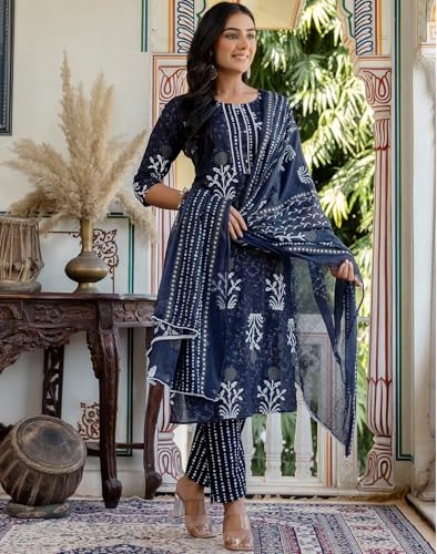 Image of SKYLEE Rayon Chikankari Embroidery Anarkali Kurta Set with Dupatta