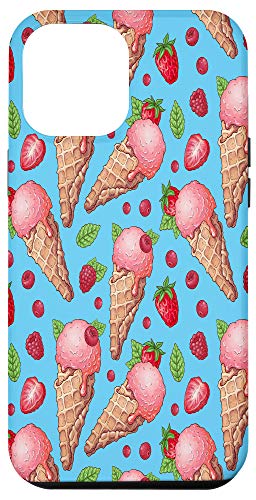 iPhone 12 Pro Max Blue Summer Ice Cream Strawberry Rasperry Women Girls Gift Case