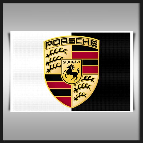 Banderole Logo Porsche - 1,5m X 90cm - Tissu Polyester Noir - Neuve - Décoration Murale Ou Événement