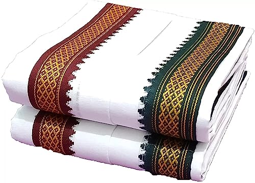 ASHIRWAD 100% Pure Cotton Gamcha Gomasa Stole Angocha Muffler Patka Soft with Border Color White & others | AE000187-00