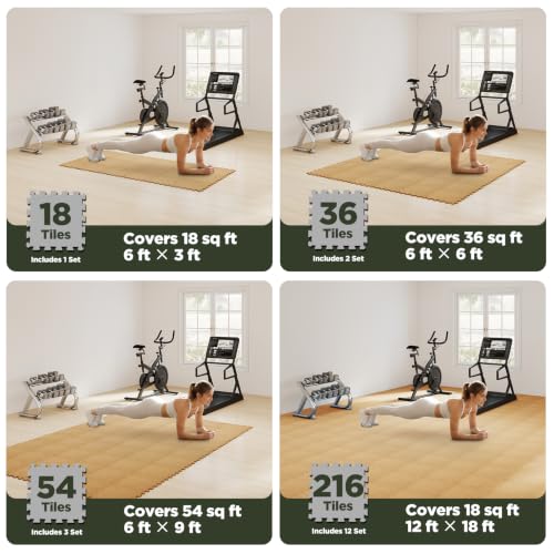Image of AIRHOP 18 PCS Gym Floor Mat, EVA Foam Puzzle Gym Mat, High-Density Interlocking Foam Floor Tiles for Home Gym, Play Workout Garage Kitchen Flooring 12.6 inchx12.6 inchx0.4 inch