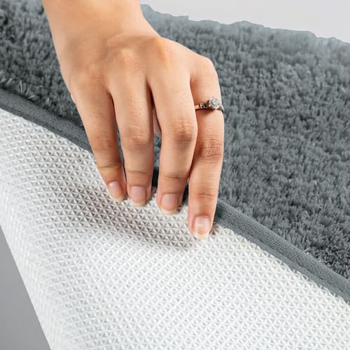 Image of LUXE HOME INTERNATIONAL Microfiber Rectangular Home Bath Mat Super Soft Non Slip Vegas Mats for Bathroom, Kitchen, Bedroom, and Door (60x90 Cm, Grey) Pack of 1