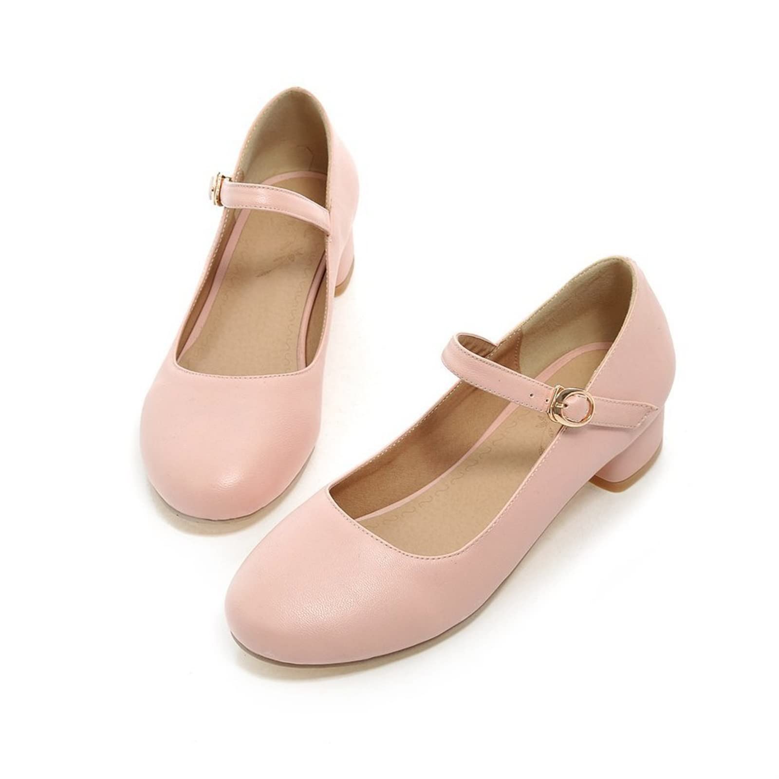 KKXXYQFC Buty damskie na płaskim obcasie Klamra Wiosna lato Buty damskie ły Pół obcasy Casual (Różowy, 3)