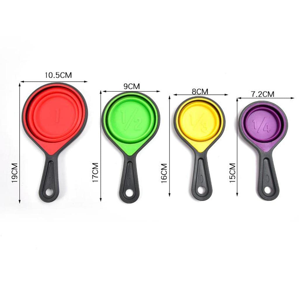 2 Paquetes Juego de Tazas Medidoras Colapsables Set de Cucharas Medidoras Kit de Cocina Silicona para Medición de Líquidos Y Sólidos Grabado Antidesga, 2 Piezas