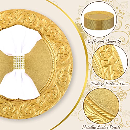 Zhehao-50-Pcs-Antique-Gold-Charger-Plates-Bulk-13-Inch-Embossed-Rim-Plastic-Charger-Plate-Decorative-Round-Plate-Chargers-for-Dinner-Wedding-Party-Event-Table-Setting-Decoration