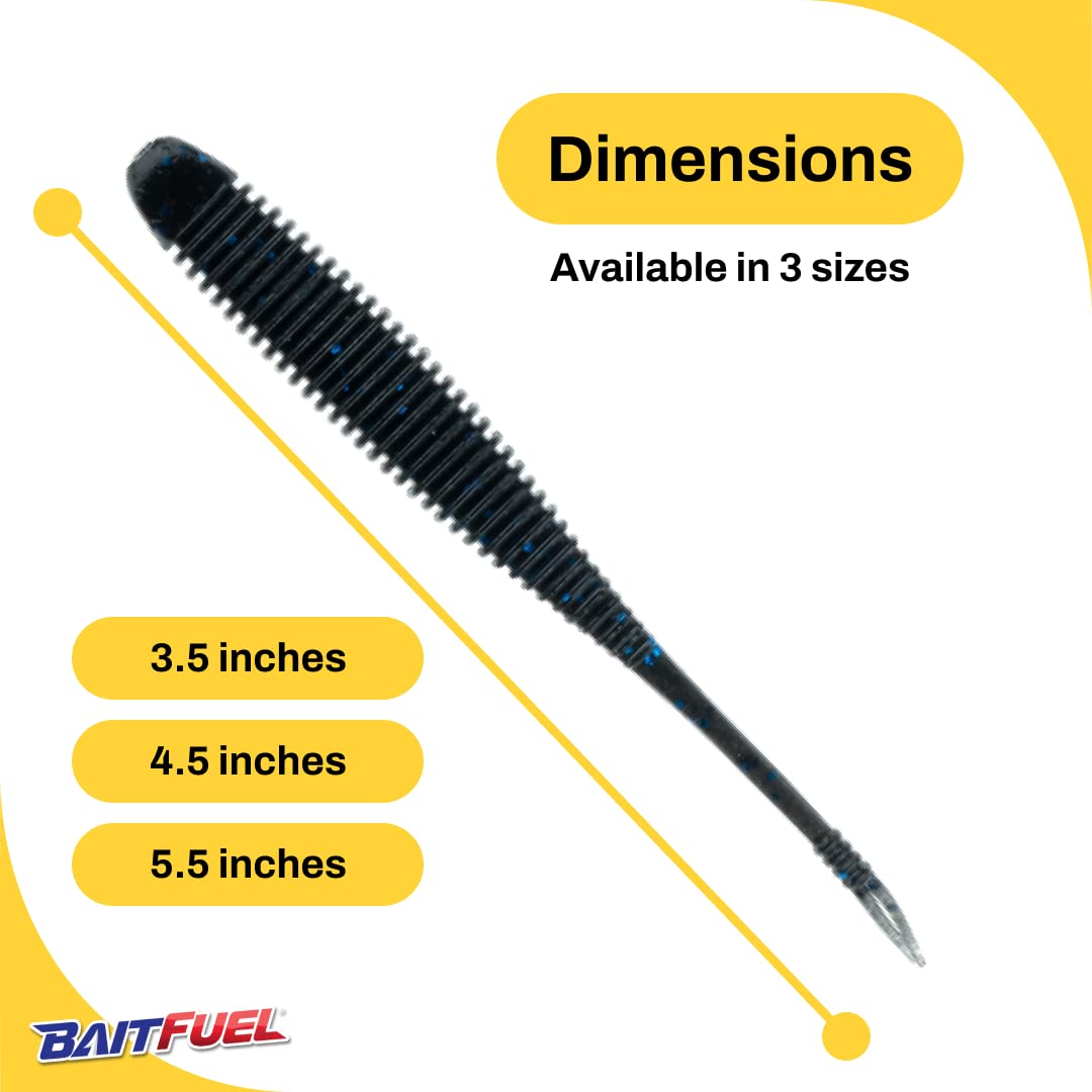 BAITFUEL Flat Sided Shad Infused with Supercharged X55 Formula Gel: Fish Scent Technology with Powerful Attractants | 5.5-Inch, Black Blue Flake, 2-Pack