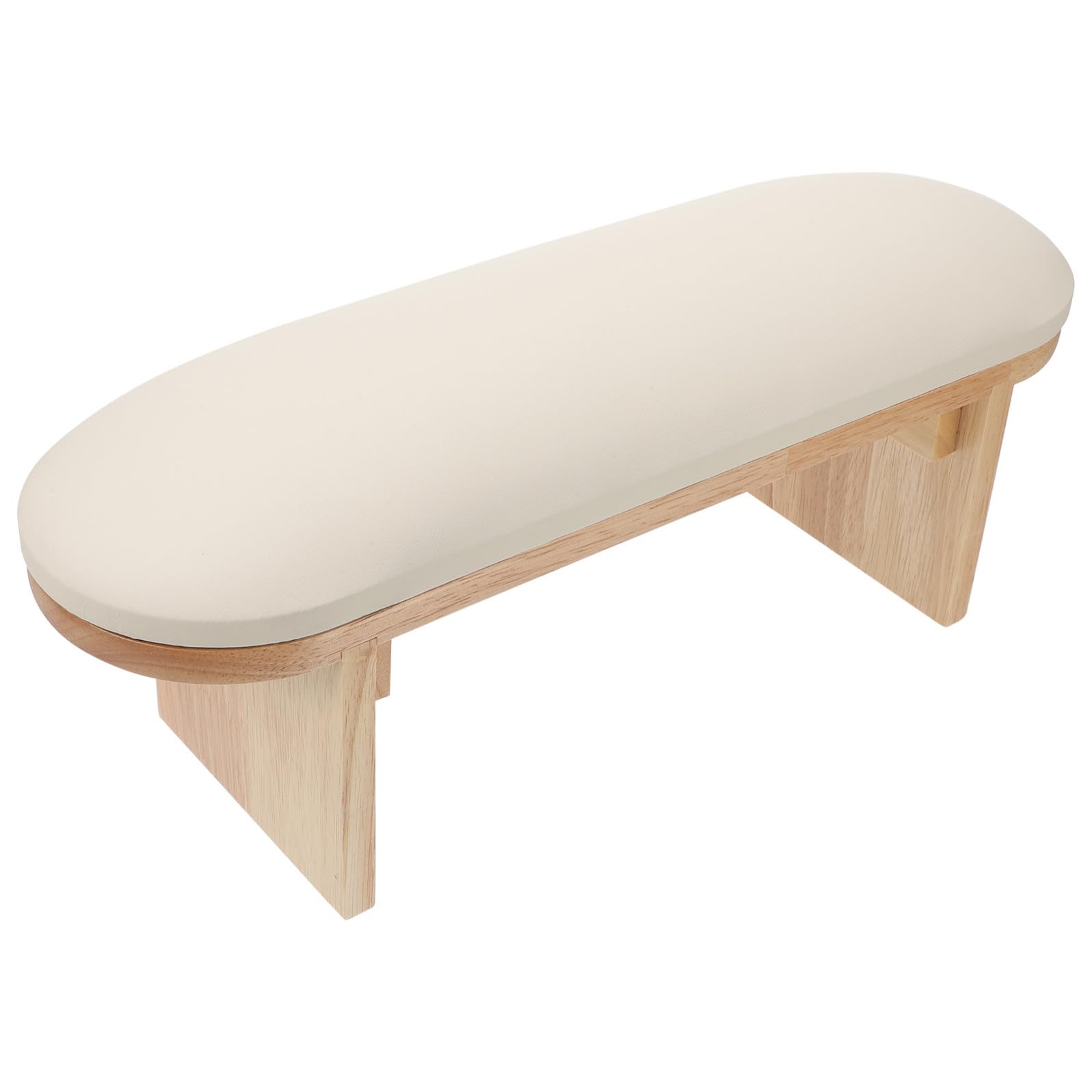 Apoyabrazos para Uñas Beige Base de Madera, Pu, Reposamuñecas