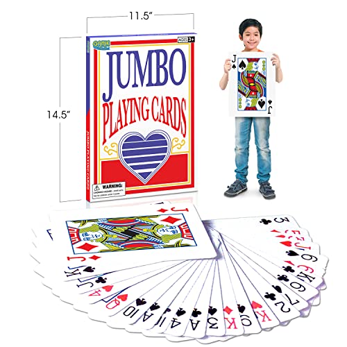 Gamie Giant Poker Jumbo Playing Cards - 10.5 Inches X 14.5 Inches - Extra Large Playing Cards Set With 2 Jokers - Huge Casino Game Cards For Kids And Adults - Oversize Poker Party Decorations - 1 Pack #TOP1