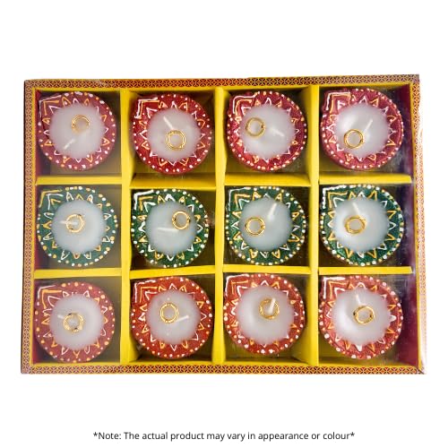 Edles Diwali/Deepavali Wachs-Diya-Set (Packung mit 12) –...