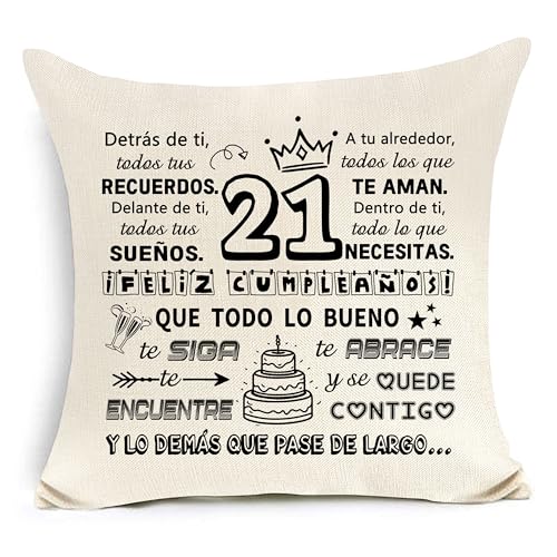 Awyuan Capa de almofada de aniversário 21 para 21 anos adolescentes amigo filha filho irmã irmão namorado namorada primo companheiros de classe presente de aniversário presente inspirador