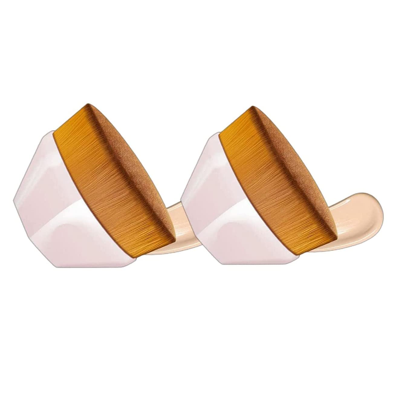 Flat Top Kabuki Foundation Brush, Flat Kabuki Brush, Mama Makeup Brush, Foundation Makeup Brushes With Storage Case, Cepillo de Maquillaje con Tapa Plana (2PCS pink)