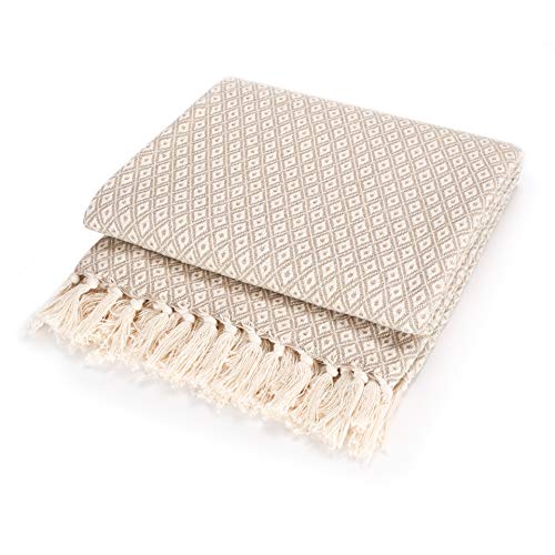 EHC Super Soft Cotton Große Überwurfabdeckungen Bis zum 2-Sitzer-Sofa oder Doppelbett - Beige – Bild 6