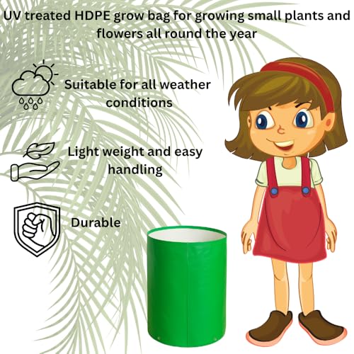 Image of HDPE UV Treated 340 GSM Plant Growing Bags for Terrace Gardening Easy to Use 12 x 15 Inch - Pack of 10