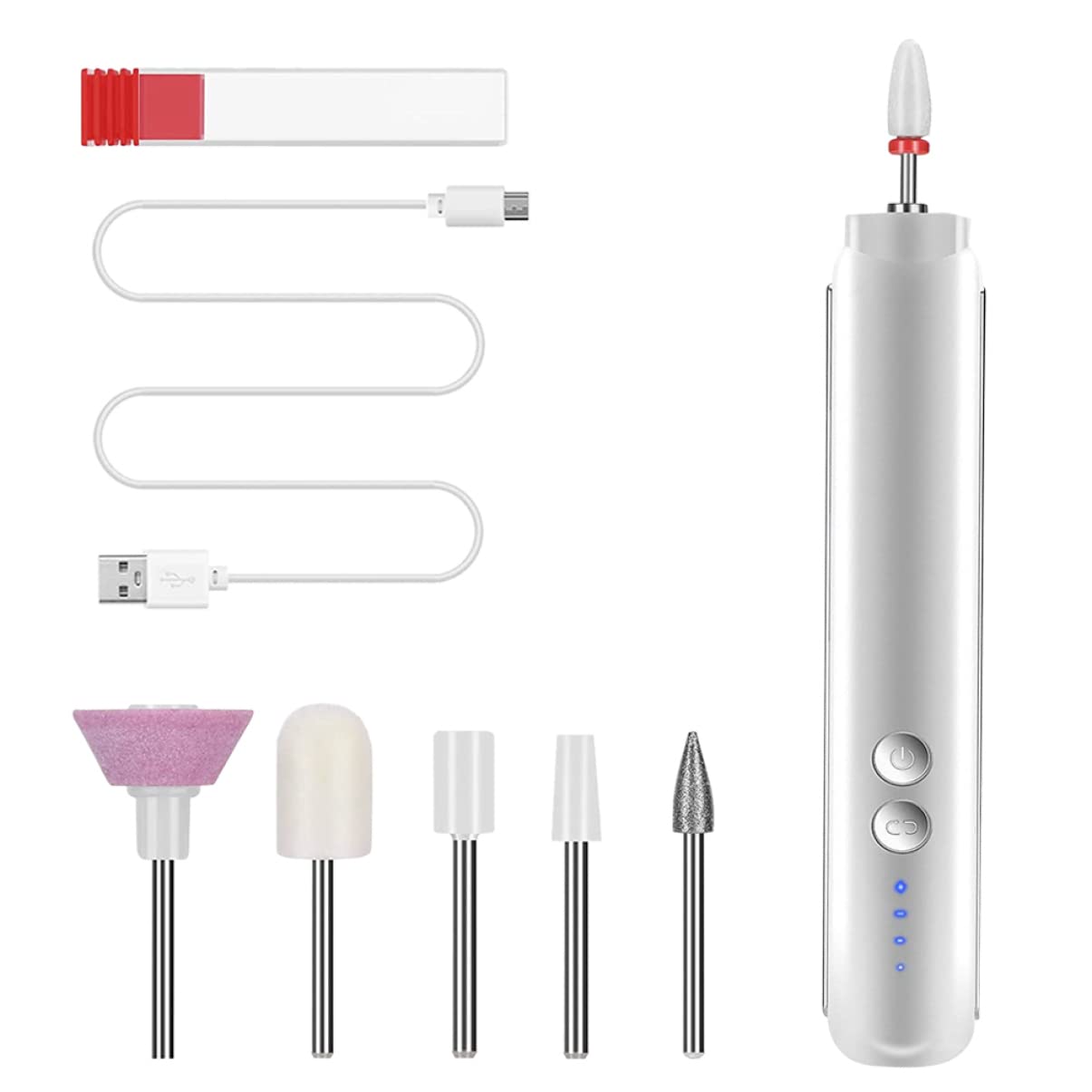 FRCOLOR Fresa per Unghie Elettrica Portatile, Ricarica Usb, 15000 Giri/min, Abs, per Manicure Professionale e Uso Familiare,