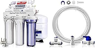 iSpring RCC7AK 6-Stage Residential Under-Sink Reverse Osmosis Water Filter System w/ Alkaline Remineralization - WQA Gold Seal Certified, 75 GPD & iSpring Fridge Connection and Ice Maker for Reverse Osmosis Water Systems, 20ft 1/4" Tubing with 1/4" Push-In and Compression Fittings - ICEK
