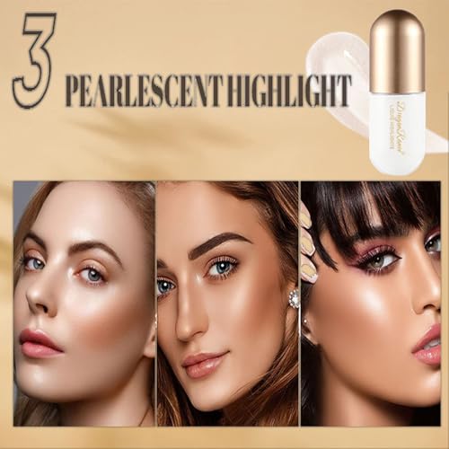 3 Pcs Bronzer Liquid Contour Highlighter Concealer Makeup Set, Highly Pigmented Long Lasting Beauty Wand, Waterproof Smooth Natural Shimmer Pearl Highlight Cream, Face Highlighters Gift For Women - Image 7