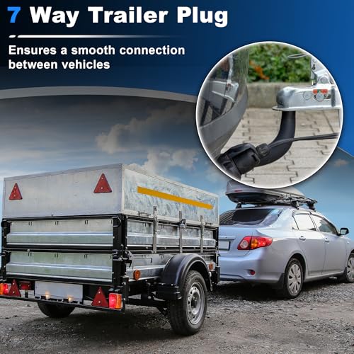 PARSLUCK Universal 7 Way Trailer Hitch Harness Plug Kit Trailer Wiring Harness Connector 7 Blade and 4 Flat Adapter Converter for RV Truck Vehicle Connection by PARSLUCK - Used condition - Image 3