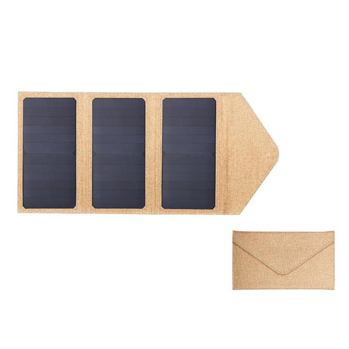Caricatore per Pannello Solare Pieghevole 21W con 5V 2.9A Max Doppia Porte USB Pannello Solare, Caricatore Solare Portatile, per Smartphone, Tablet, Esterno, Campeggio,Giallo