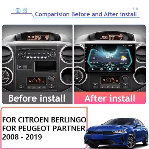 Android 13 Bilradio 9" för Citroen Berlingo & Peugeot Partner 2008-2019