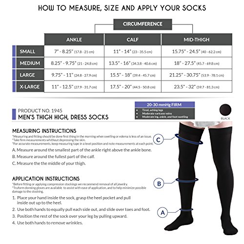 Truform 1945BL-L Compression Socks, 20-30 Mmhg, Men'S Dress Socks, Thigh High Over Knee Length thumb #1