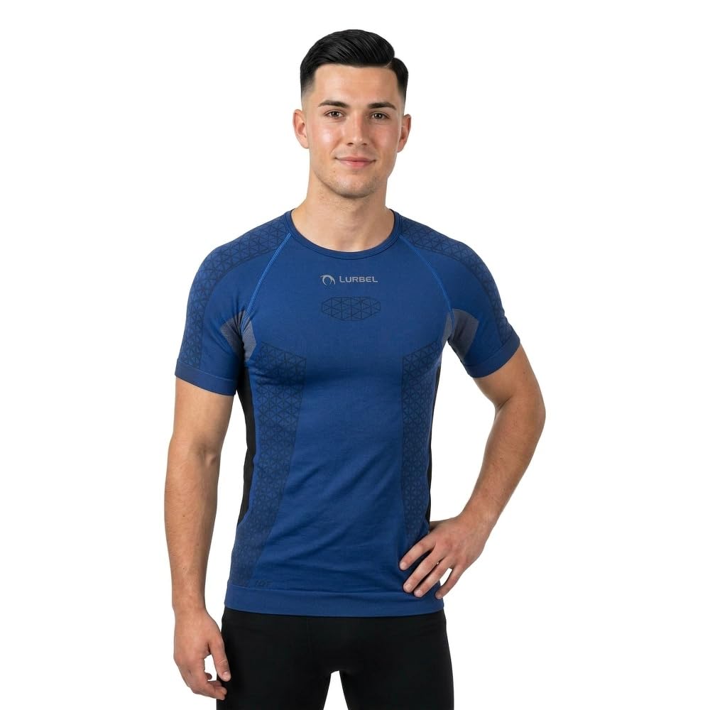 Lurbel Cristallo Short Sleeves, Camiseta Interior Transpirable, Camiseta de Correr, Manga Corta, termorreguladora, antibacteriana, Hombre. (S - Azul Royal)
