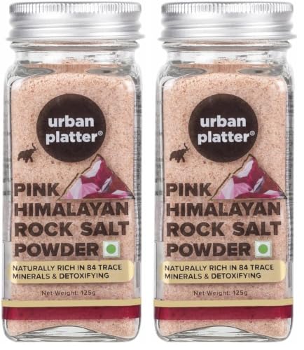 Image of Urban Platter Pink Himalayan Rock Salt Powder, 125g (Unrefined | Additive Free | 100% Pink Rock Salt | Sendha Salt | Glass Jar) (Pack of 2)