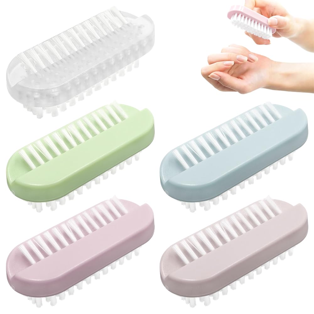 5 Pezzi Spazzola per Unghie Mani Tromba Fronte-retro Spazzolino Unghie Setole dure per Pulizia Delle Mani e Delle Unghie dei Piedi
