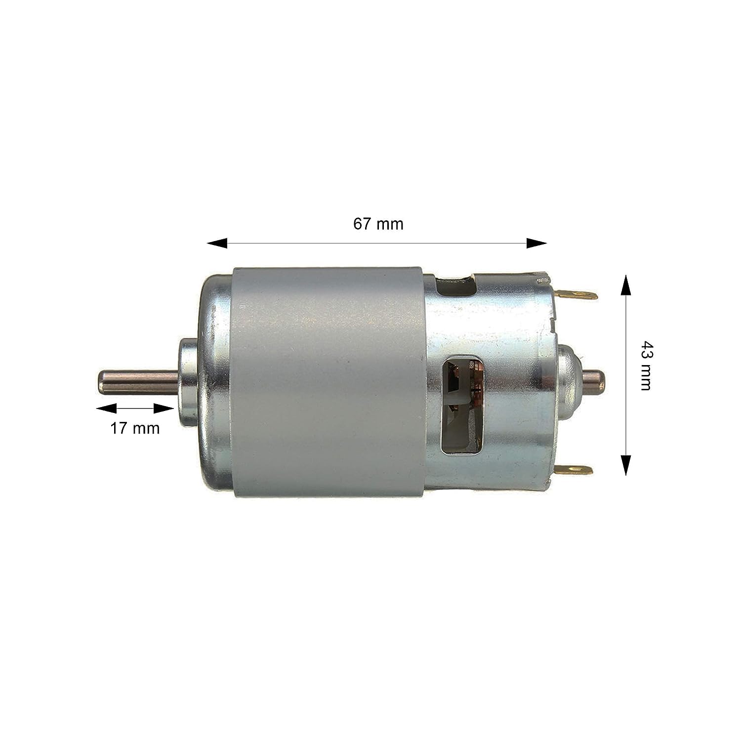 Bydroid D-shaft 775 12V 3000 RPM/MIN High Speed High Torque DC Motor Dual Shaft- with XT60 Connectors 1