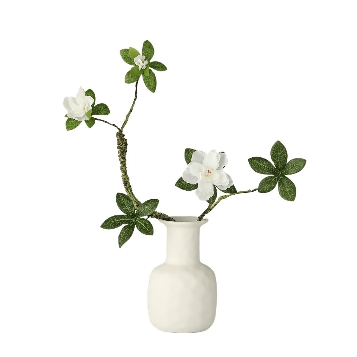 Bx9rE7tK3g Faux Flowers with Vase Fake Tree White Ceramic Vase Living Room Decoration Simulation Arrangement Artificial Flowers
