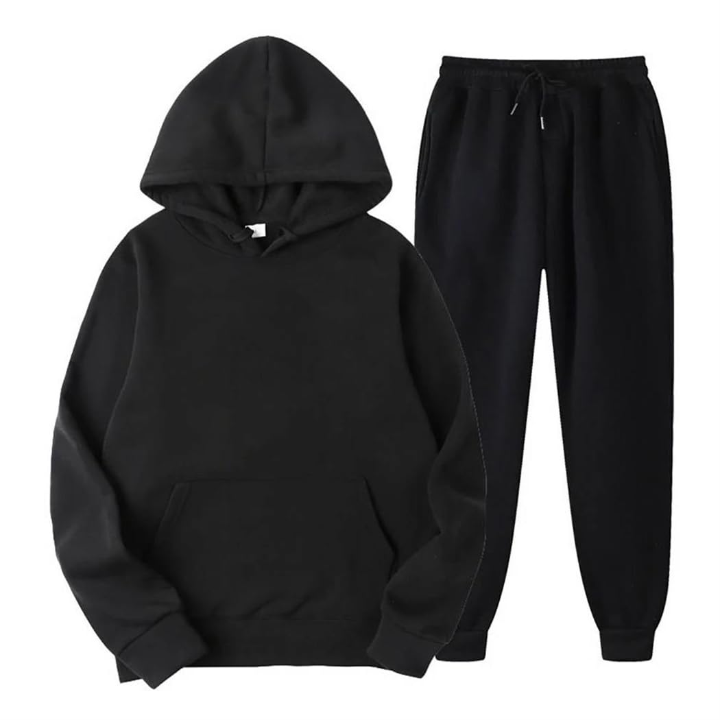 Tuta da uomo e donna, set da 2 pezzi, felpa con cappuccio + pantaloni con coulisse, abbigliamento sportivo da corsa