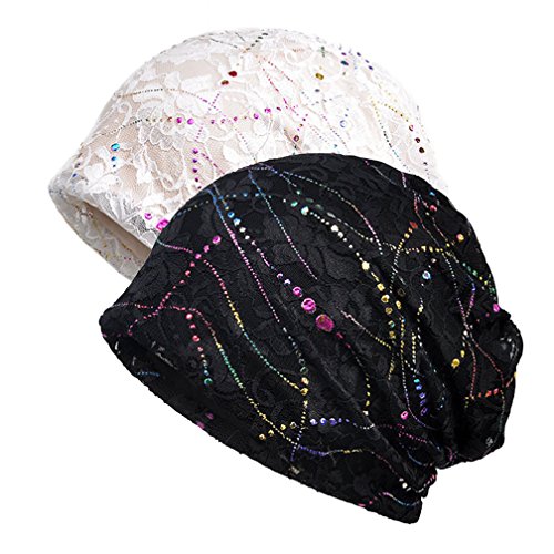 Boboder Sombrero de la quimica del sombrero de la raya del sombrero de las mujeres Sombrero de la cabeza del pañuelo del turbante suave de algodón