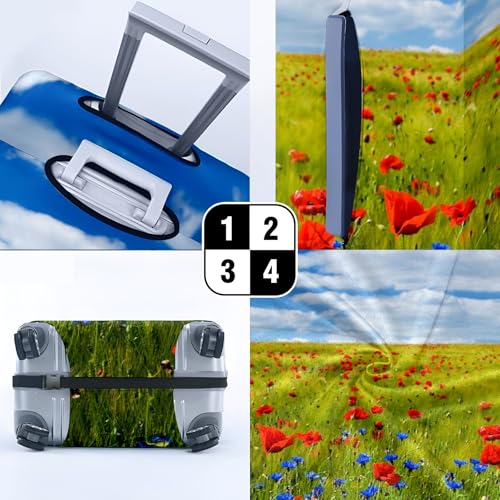 Travel Luggage Cover Suitcase Protector Scratch-Resistant Fit Not Included Suitcase Red Flowers Blue Sky XL-30-32in4