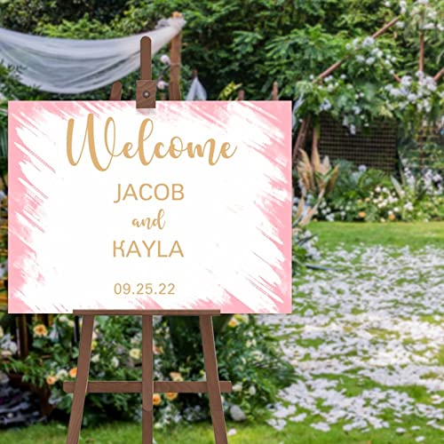 Letrero de bienvenida de boda personalizado en tablero rectangular de 18 x 24 pulgadas 2