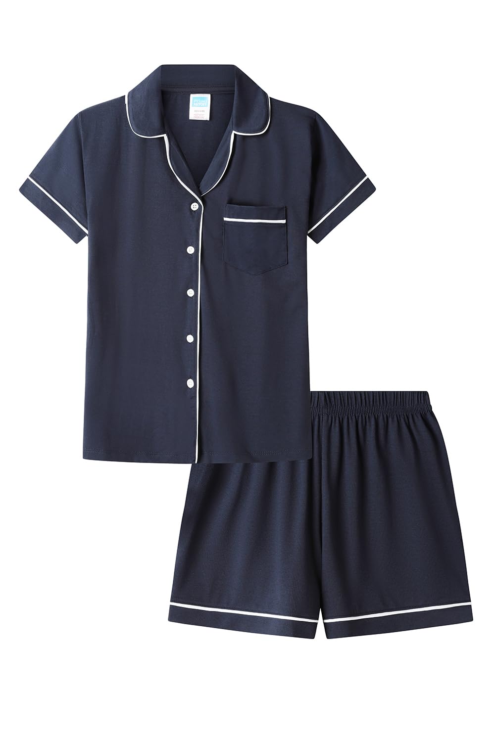 ThePyjamaFactory Womens Blue Super Soft Short Pyjamas Ladies Nightwear Pj Set (8-10)