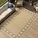 LIVEBOX Scalloped Easy Jute Diamond 3x5 Outdoor Rug, Washable Non-Slip Tan Rugs for Entryway, Geometric Checkered Indoor Outdoor Rug Farmhouse Morden Carpet Mat Area Rug for Bedroom Living Room