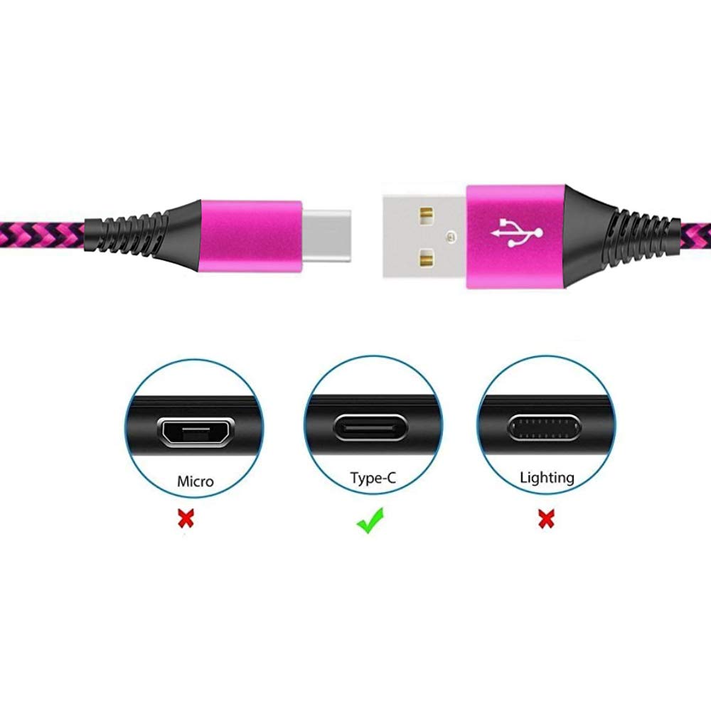 U-K Cavo USB-C 3A Carica Rapida 1 Metro – Intrecciato In Nylon Rosso – Ricarica E Sincronizzazione
