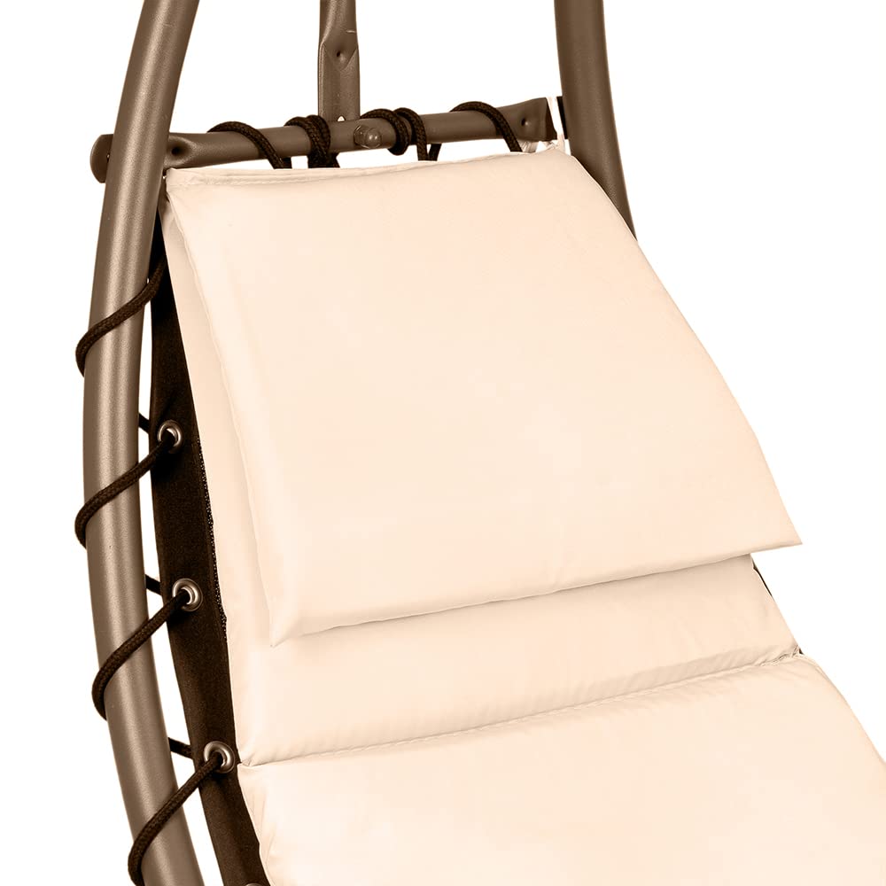Hortan Lettino Sdraio Prendisole Con Cuscino Imbottito, Seduta Ergonomica, Tetto Parasole e Telaio In Acciaio, Per Arredo Giardino, Terrazzo e Piscina