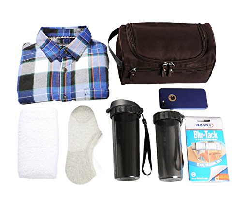 Image of Vercord Mens Toiletry Bag Wash Travel Small Shaving Dop Kit Shower Bathroom Ditty Hygiene Bag, Coffee, One Size (Hardcode), Classic
