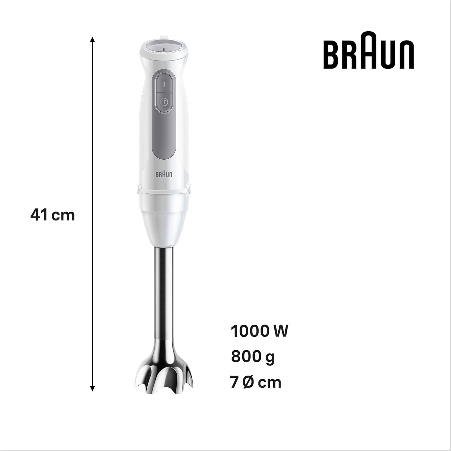 Braun MultiQuick 5 Stabmixer MQ5200WH (1000 Watt) inkl. Mix- und Messbecher mit Braun MQ 40 Hack- und Standmixer-Aufsatz (1,25 Liter) in Weiß