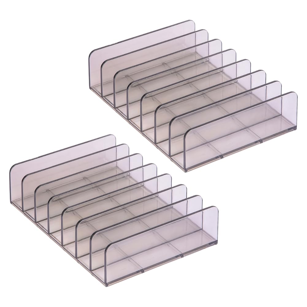 UUYYEO 2 Pcs Clear Acrylic CD Holder Organizers CD Display Stand Racks CD Case Storage Shelf Eyeshadow Palette Makeup Organizer Cosmetics Display Storage Holder for Vanities Cabinets Grey