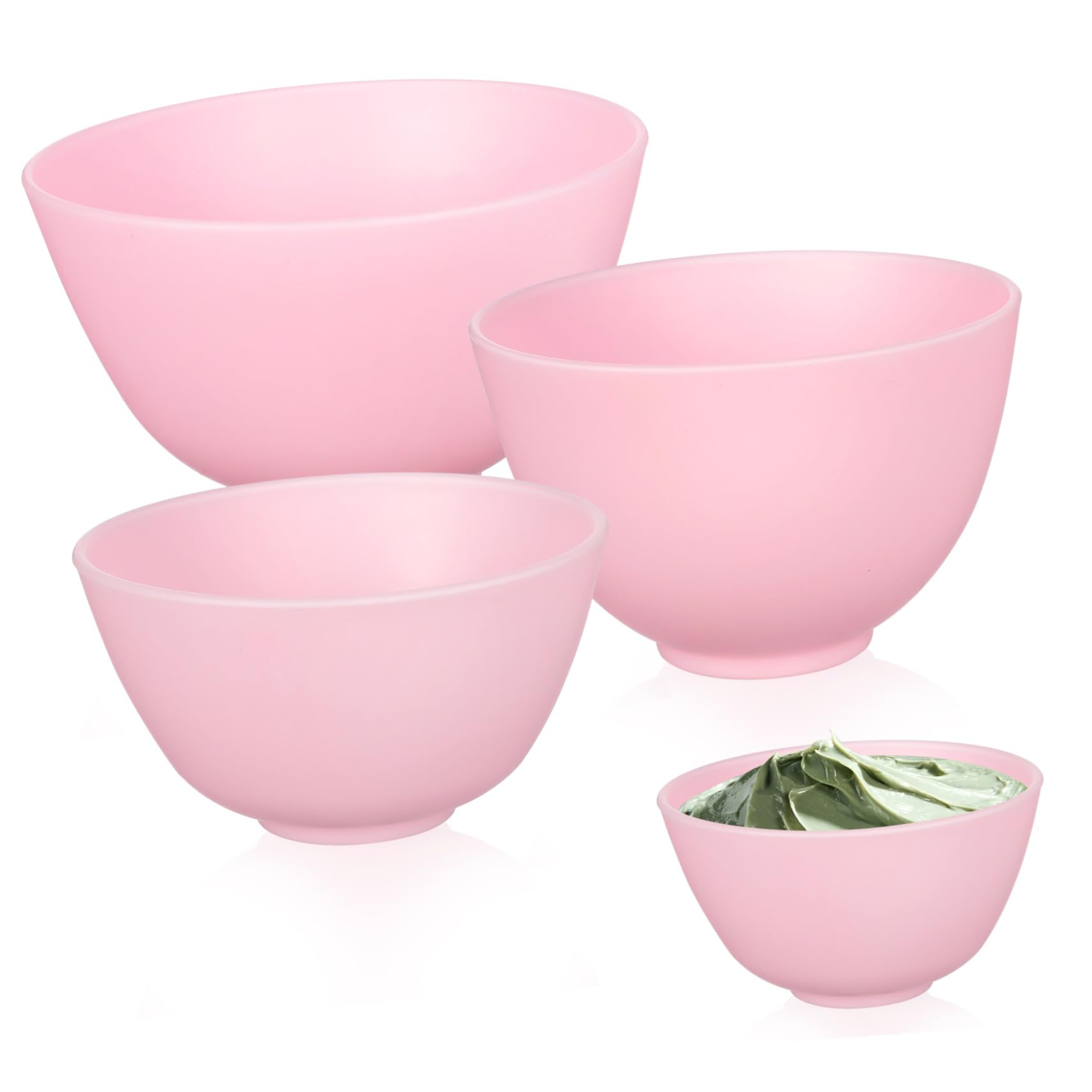 VICASKY 3pcs Silicone Facial Mask Mixing Bowls Pink Diy Mask Bowl Set Esthetician Supplies Microwave Safe Anti-drop Soft Texture