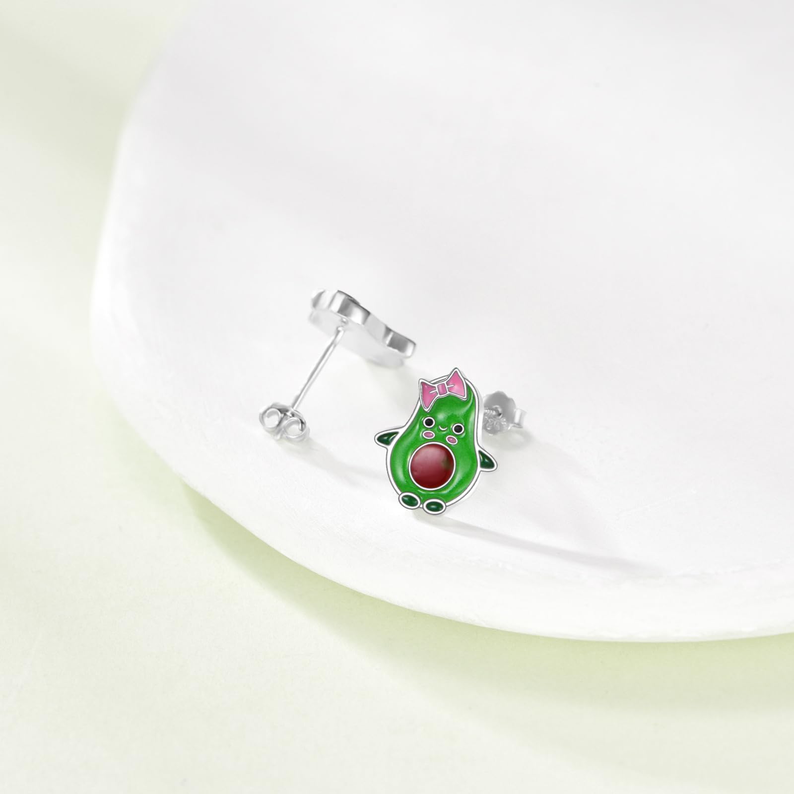 DAYLINLOVE Avocado Ohrringe 925 Sterling Silber Avocado Stud Ohrringe Obst Schmuck Geschenke für Frauen