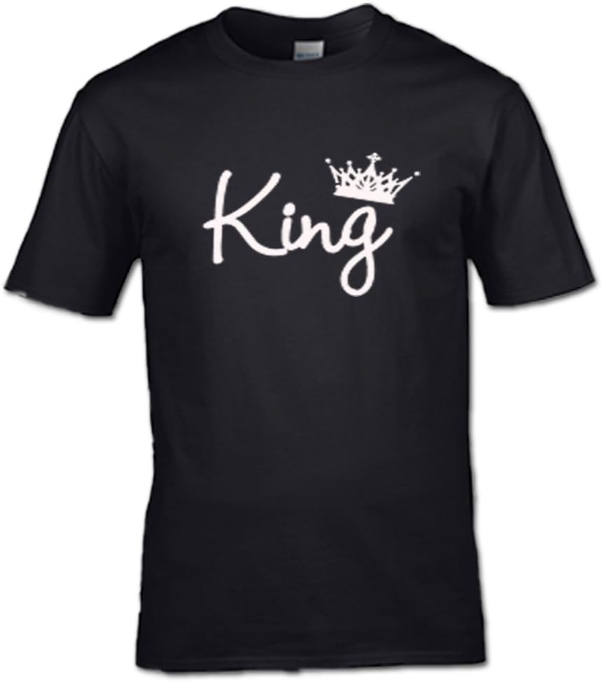 King with Crown Tshirt Queen Couples HIS and Hers Mens Fashion S-XXL (Medium 40" Chest, Black)