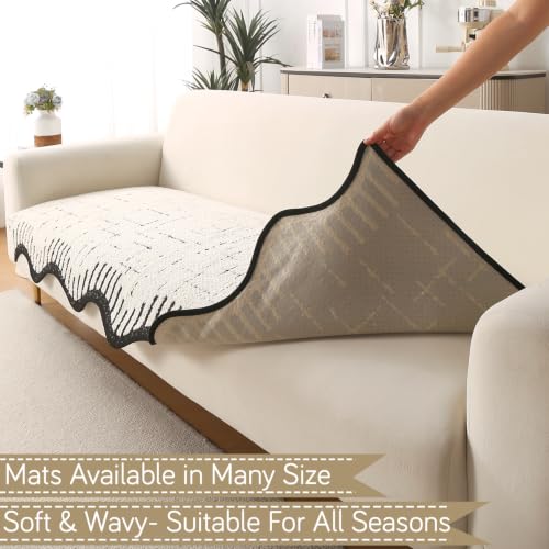 Image of HOKIPO Supple Soft Wavy Sofa Cover Mat Lounge Chair 90 cm, Off-White