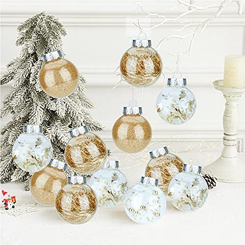 Christmas Baubles,24 Pieces 6cm Christmas Tree Decorations Baubles Set Christmas Tree Baubles Ball Christmas Tree Decoration Ball Ornaments Xmas Tree Hanging Baubles Balls for Xmas Hanging (Champagne)