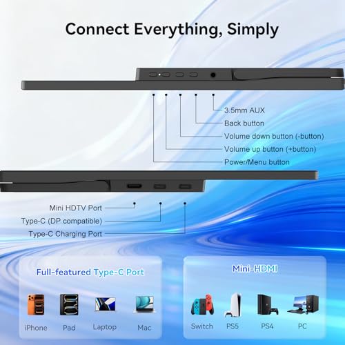 Image of Portable Gaming Monitor, 16-inch, 2.5K QHD, 144Hz | Travel Monitor with Built-in Speakers, Compatible with Laptops, Computers, Switch, Xbox, PS5, and PS4