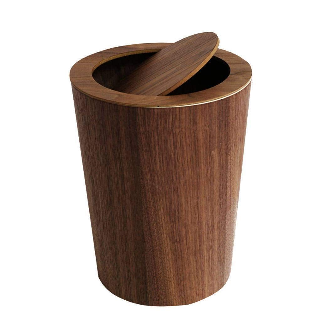 Trash Can Swing Lid Bins with Lid Pedal Bin Wood Trash Can Northern European-Style Simple Litter Bin