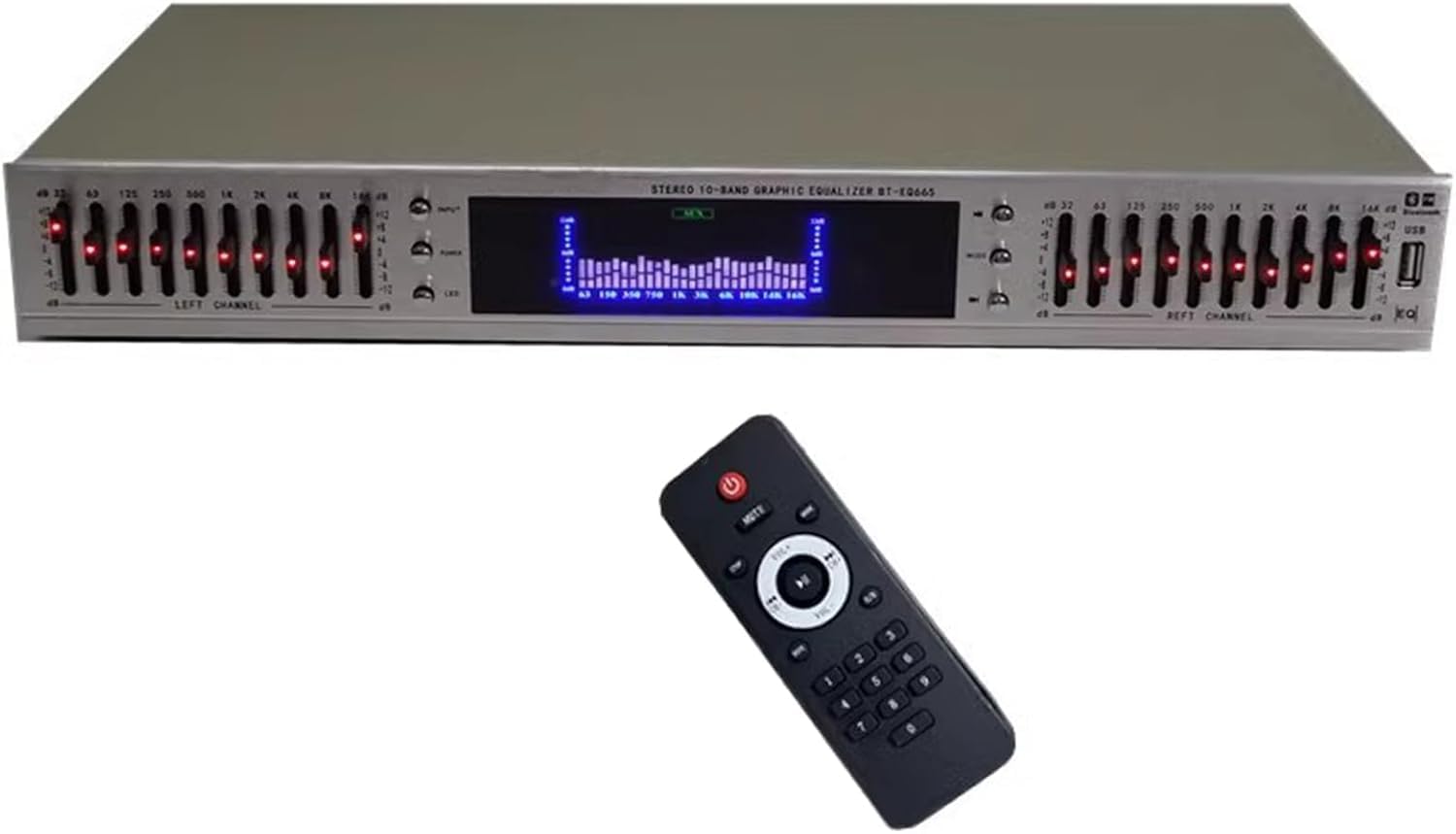 Hdccdm A 20 Band Hifi Udio Equalizer, Professional Digital Graphic Effects Tuning Equalizer, Led Spectrum Display With Built-In Bluetooth/Remote Control, Flashing Lights Display, Dynamic Rhythm, For Studio